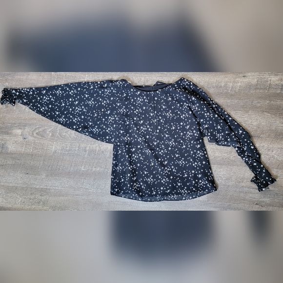 Laundry by Shelli Segal Blouse Women's 8 Black & White Twinkle Star Long-sleeved - Picture 6 of 16